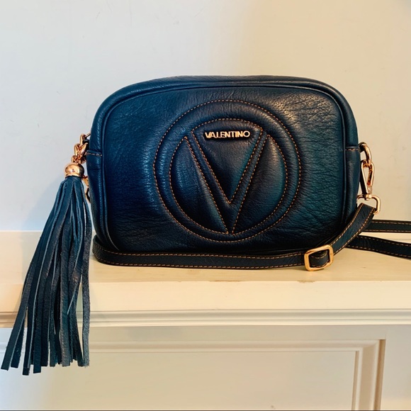 Valentino Handbags - Valentino Mia Blue Denim Sauvage Leather Crossbody